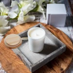 White Glass with Wooden Lid