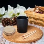 Black Glass with Wooden Lid