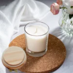 Transparent glass with wooden lid