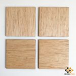 Set of 6 Square Wooden Coasters - 10 cm x 10 cm