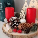 Natural decorative pouch with pinecones, fir branches, berries, and leaves