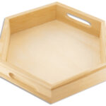 Hexagonal wooden tray with handles