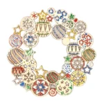 Wooden wreath with laser-cut designs and patterns, 22 cm diameter